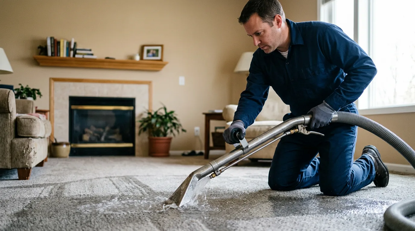 Water damage restoration technician working near Buhl, AL